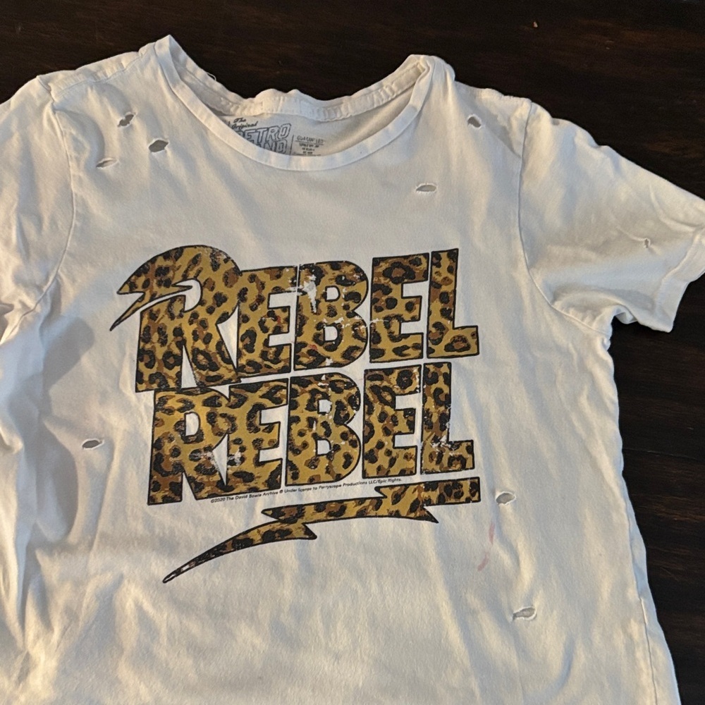 Original Retro Brand cheetah Rebel Rebel Kids White T-Shirt - size small